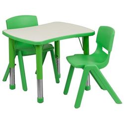 Flash Furniture YU-YCY-098-0032-RECT-TBL-GREEN-GG Preschool Activity Table & 2 Chair Set - 26 5/8"L x 21 7/8"W, Plastic Top, Green/Gray