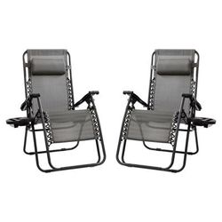 Flash Furniture 2-GM-103122SS-GR-GG Reclining Lounge Chair - Gray Mesh w/ Black Steel Frame