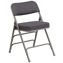 Flash Furniture AW-MC320AF-GRY-GG Folding Chair w/ Gray Fabric Back & Seat - Steel Frame, Gray, Triple Braced, Double Hinged