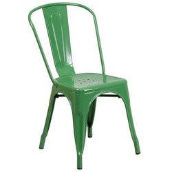 Flash Furniture CH-31230-GN-GG Stacking Side Chair w/ Vertical Slat Back - Steel, Green