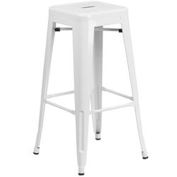Flash Furniture CH-31320-30-WH-GG Backless Commercial Bar Stool w/ Metal Seat, White