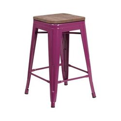 Flash Furniture ET-BT3503-24-PUR-WD-GG Counter Height Backless Commercial Bar Stool w/ Wood Seat, Purple