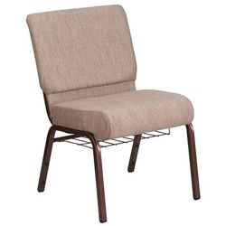 Flash Furniture FD-CH0221-4-CV-BGE1-BAS-GG Extra Wide Stacking Church Chair w/ Beige Fabric Back & Seat - Steel Frame, Copper Vein