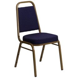 Flash Furniture FD-BHF-1-ALLGOLD-0849-NVY-GG Stacking Banquet Chair w/ Navy Blue Patterned Vinyl Back & Seat - Steel Frame, Gold