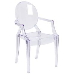 Flash Furniture FH-124-APC-CLR-GG Ghost Arm Chair w/ Plain Back - Polycarbonate, Transparent Crystal, Arms
