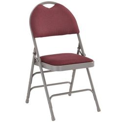 Flash Furniture HA-MC705AF-3-BY-GG Extra Large Folding Chair w/ Burgundy Fabric Back & Seat - Steel Frame, Gray, Triple Braced, Gray & Burgundy