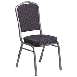 Flash Furniture HF-C01-SV-E26-BK-GG Stacking Banquet Chair w/ Crown Back & Black Fabric Seat - Steel Frame, Silver Vein