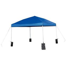 Flash Furniture JJ-GZ1010PKG-BL-GG 9 3/4 ft Square Pop Up Canopy Tent w/ Wheeled Case & Sandbags - Blue Polyester, Steel Frame