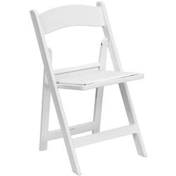 Flash Furniture LE-L-1-WHITE-GG Folding Chair w/ White Vinyl Back & Seat - Resin Frame, White, Hercules Series, 1,000-lb. Capacity