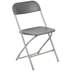 Flash Furniture LE-L-3-GREY-GG Folding Chair w/ Gray Plastic Back & Seat - Steel Frame, Gray, Hercules Series