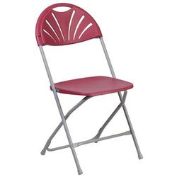 Flash Furniture LE-L-4-BUR-GG Folding Chair w/ Burgundy Plastic Back & Seat - Steel Frame, White, Fan Back