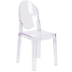 Flash Furniture OW-GHOSTBACK-18-GG Ghost Chair w/ Oval Back - Polycarbonate, Transparent Crystal, Tear Back