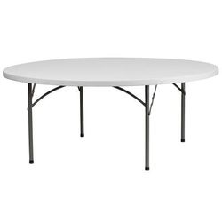 Flash Furniture RB-72R-GG 72" Round Folding Table w/ Granite White Plastic Top, 29"H