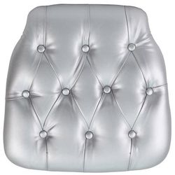 Flash Furniture SZ-TUFT-SIL-GG 15 3/4" Chair Cushion w/ Hook & Loop Adhesive Tape - 1 1/2" Thick, Vinyl, Silver, 1.5 in