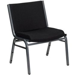 Flash Furniture XU-60555-BK-GG Big & Tall Stacking Chair w/ Black Patterned Polyester Back & Seat - Steel Frame, Silver Vein, 1000 lb. rated, Black Fabric