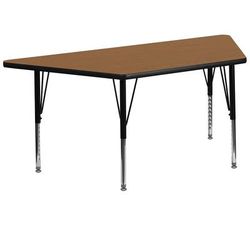 Flash Furniture XU-A3060-TRAP-OAK-T-P-GG Trapezoid Activity Table - 57 1/2"L x 26 1/4"W, Laminate Top, Oak, Brown