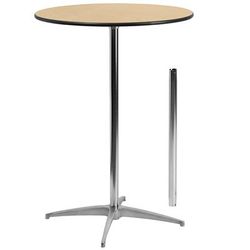 Flash Furniture XA-30-COTA-GG 30" Round Bar Height Table - Birchwood Top, Steel Base, Chrome