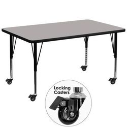 Flash Furniture XU-A3672-REC-GY-H-P-CAS-GG Rectangular Mobile Activity Table - 72"L x 36"W, Laminate Top, Gray