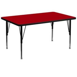 Flash Furniture XU-A3672-REC-RED-T-P-GG Rectangular Activity Table - 72"L x 36"W, Laminate Top, Red