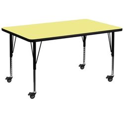 Flash Furniture XU-A3672-REC-YEL-T-P-CAS-GG Rectangular Mobile Activity Table - 72"L x 36"W, Laminate Top, Yellow