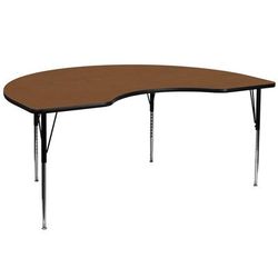 Flash Furniture XU-A4872-KIDNY-OAK-H-A-GG Kidney Shaped Activity Table - 72"L x 48"W, Laminate Top, Oak, Brown