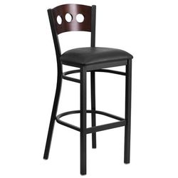 Flash Furniture XU-DG-60516-WAL-BAR-BLKV-GG Commercial Bar Stool w/ Walnut Wood Back & Black Vinyl Seat, Black