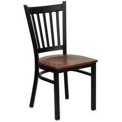 Flash Furniture XU-DG-6Q2B-VRT-CHYW-GG Hercules Series Restaurant Chair w/ Slat Back & Cherry Wood Seat - Steel Frame, Black