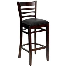 Flash Furniture XU-DGW0005BARLAD-WAL-BLKV-GG Commercial Bar Stool w/ Ladder Back & Black Vinyl Seat, Walnut
