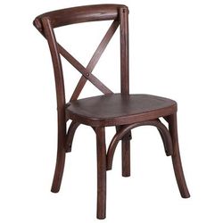 Flash Furniture XU-X-MAH-KID-GG Stacking Chair w/ Cross Back - Ash Wood Frame, Mahogany Finish
