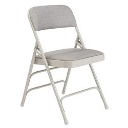 National Public Seating 2302 Folding Chair w/ Graystone Fabric Back & Seat - Steel Frame, Gray, Pack of 4