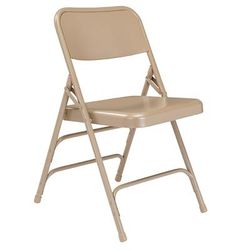 National Public Seating 301 Folding Chair w/ Beige Steel Back & Seat - Steel Frame, Beige, Green