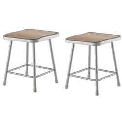 National Public Seating 6318 CR6200 Square Backless Stool w/ Masonite Board Seat, Gray