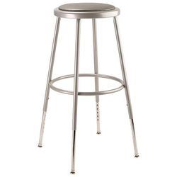 National Public Seating 6424H Round Backless Stool w/ Gray Vinyl Padded Seat, Gray
