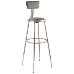 National Public Seating 6430HB Round Stool w/ Gray Vinyl Padded Back & Gray Vinyl Padded Seat, Gray
