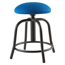 National Public Seating 6825S-10 Round Backless Swivel Stool w/ Cobalt Blue Fabric Seat, Black