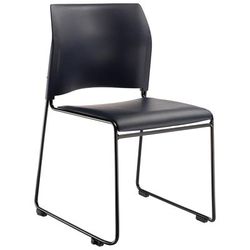 National Public Seating 8704-10-04 Stacking Chair w/ Blue Plastic Back & Blue Vinyl Seat - Steel Frame, Black