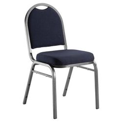 National Public Seating 9254-SV Stacking Chair w/ Midnight Blue Fabric Back & Seat - Steel Frame, Silver Vein