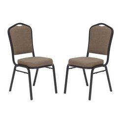 National Public Seating 9378-BT Stacking Chair w/ Natural Taupe Fabric Back & Seat - Steel Frame, Black, Pack of 2