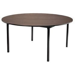 National Public Seating MSFT60RDPWEBWT 60" Round Folding Table w/ Montana Walnut Laminate Top & Black Steel Frame - 29"H