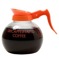 Curtis 70280200406 64 oz Regular Coffee Decanter w/ Orange Plastic Handle, Clear, Case of 24