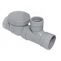 Canplas 3934150AT Threaded Format Flow Control w/ Fittings, Cleanout & Air Intake, 50 GPM, 4", Gray