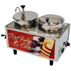 Winco 51073H 14 qt All Purpose Topping Warmer - 3 oz Increments & 3 oz Ladle, 120v, Silver