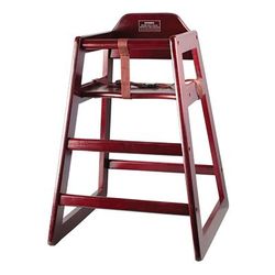 Winco CHH-103 29 3/4" Stackable Wood High Chair w/ Waist Strap, Mahogany, Brown