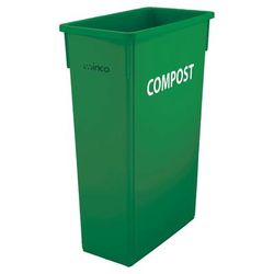 Winco PTC-23GRC 23 gal Rectangle Slim Trash Can w/ "Compost" Sign, Green, 23 Gallon