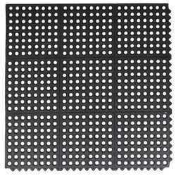 Winco RBMI-33K Rubber Floor Mat, Anti Fatigue, Interlocking, 3' x 3' x 1/2", Black