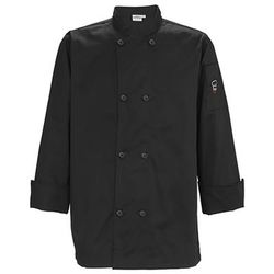 Winco UNF-6KXL Mulholland Chef's Jacket w/ Long Sleeves - Poly/Cotton, Black, X-Large