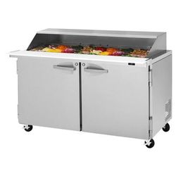 Turbo Air PST-60-24-N-SL 60 1/4" PRO Series Mega Top Sandwich/Salad Prep Table w/ Refrigerated Base, 115v, Holds 24 Sixth-Size Pans, 2 Solid Locking Doors, Stainless Steel