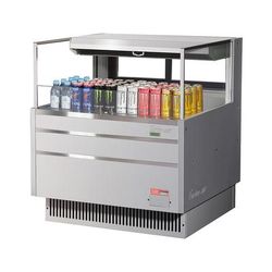 Turbo Air TOM-36L-UFD-S-1S-N 34 3/4" Horizontal Open Air Cooler w/ 1 Level, 115v, Low Profile, 5 cu. ft. Capacity, Silver