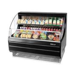 Turbo Air TOM-50LB-N 50" Horizontal Open Air Cooler w/ 2 Levels, 115v, Plug-In Installation, Tempered Glass Front Shield, Black