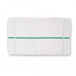 Chef Revival HTI15GS White Terry Cloth Bar Towel w/ Green Stripes, 15" x 25"